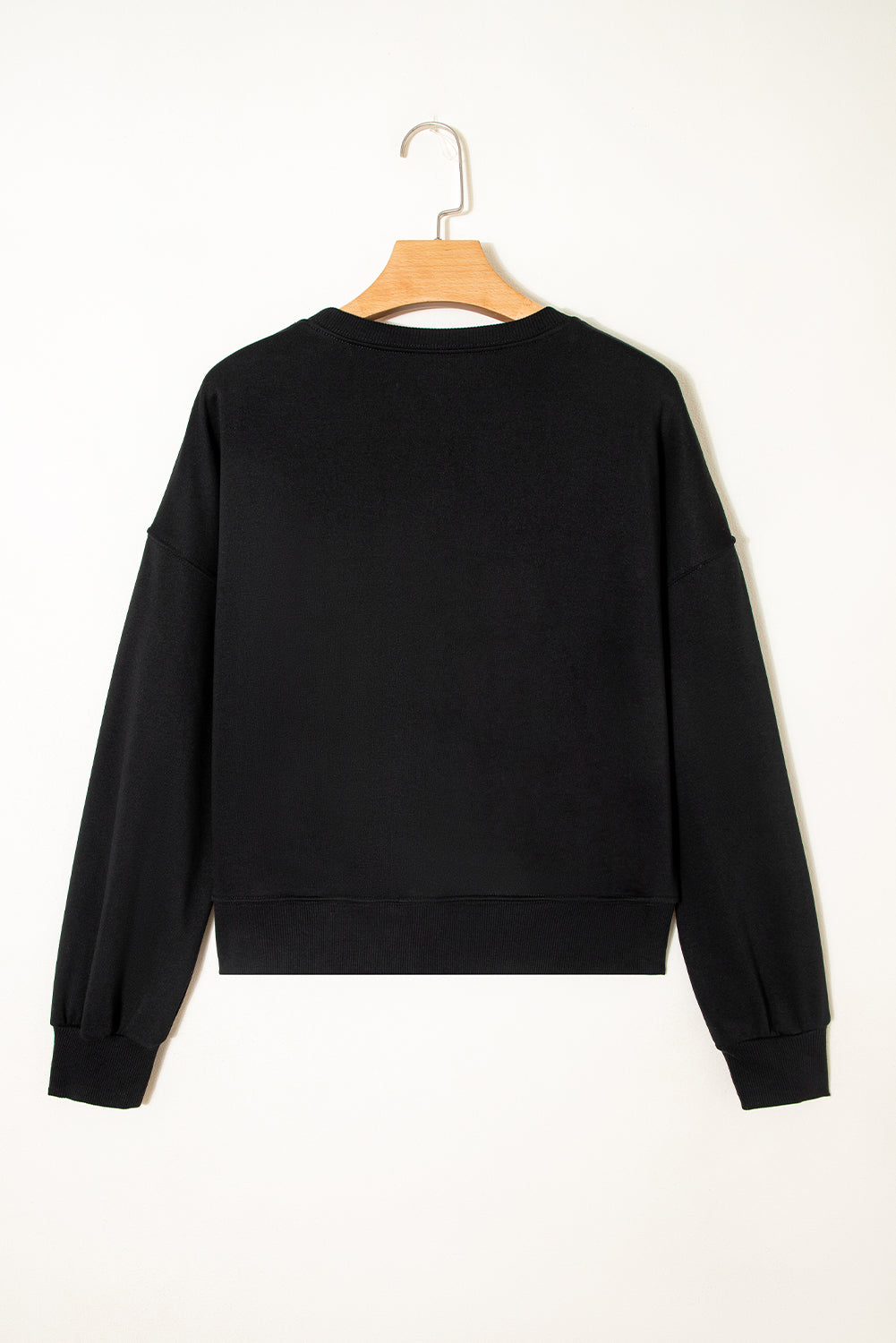 Navy Blue CLASSY UNTIL KICKOFF Plush Letter Patched Loose Sweatshirt