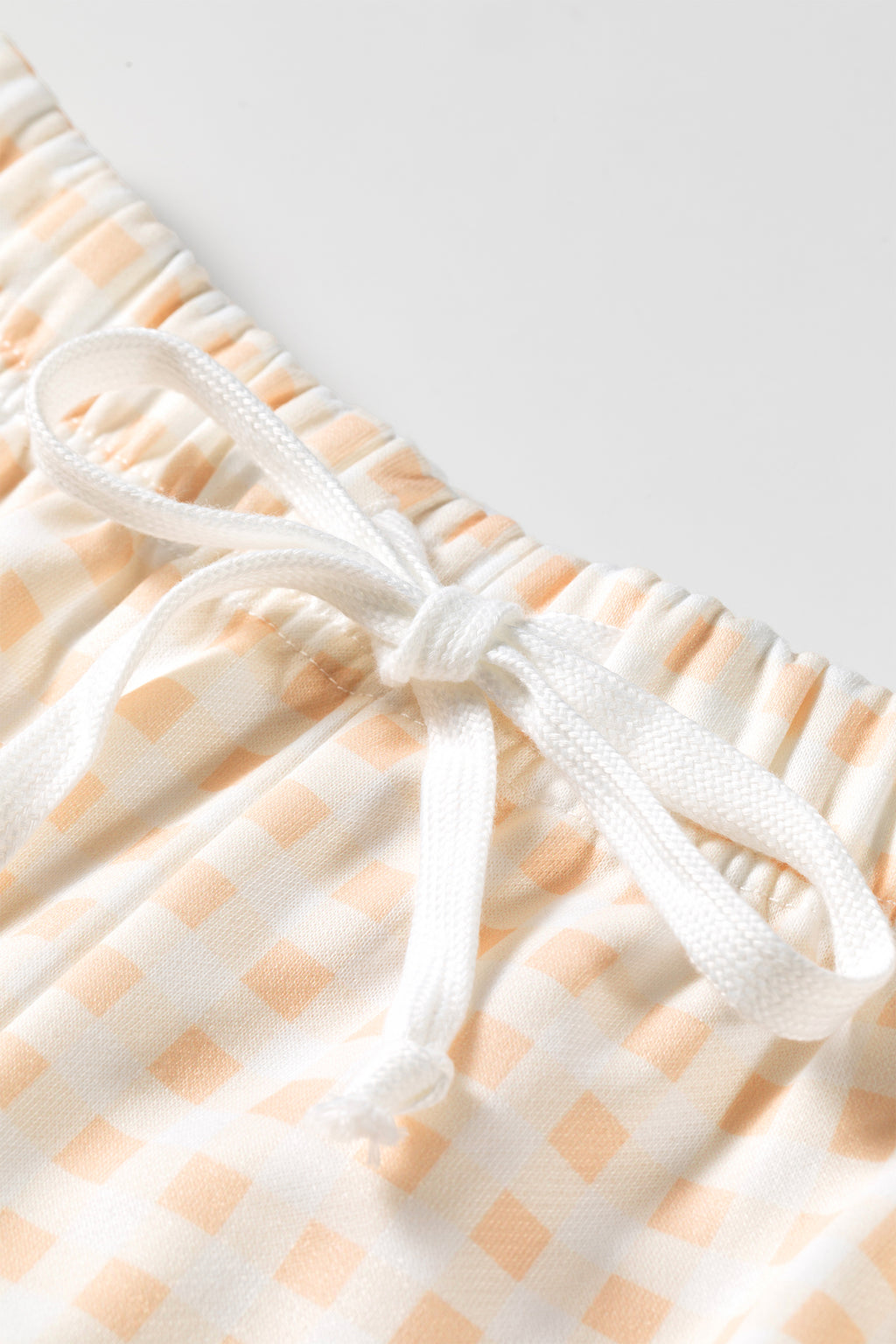 Yellow Plaid Baggy Pullover Drawstring Casual Shorts 2pcs Outfit